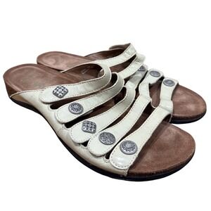Dansko Women Janie Cream Leather Medallion Slide Sandals EU41 US 10.5-11 Comfort